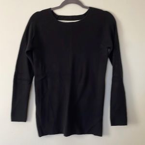 Black Athleta cotton/cashmere/nylon rib-knit sweater, size S